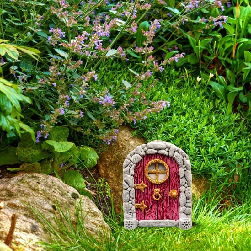 SETOFI Fairy Door for Tree, Wooden Fairy Doors Elf Door Miniature Wood Doors for Garden Yard Trees Ornaments (B) - Image 5